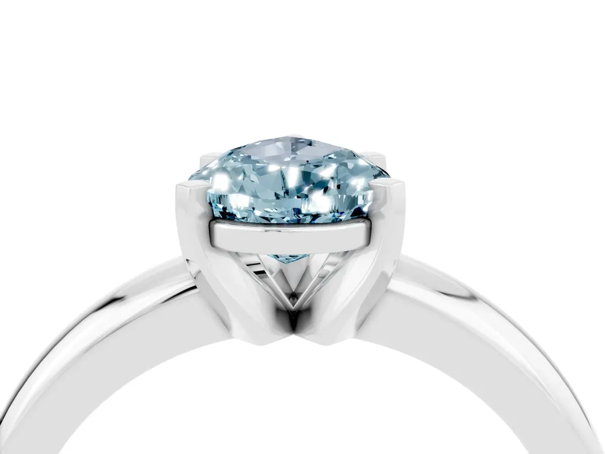 Round Aquamarine Leaf Eternity Band with Bezel Setting Platinum
