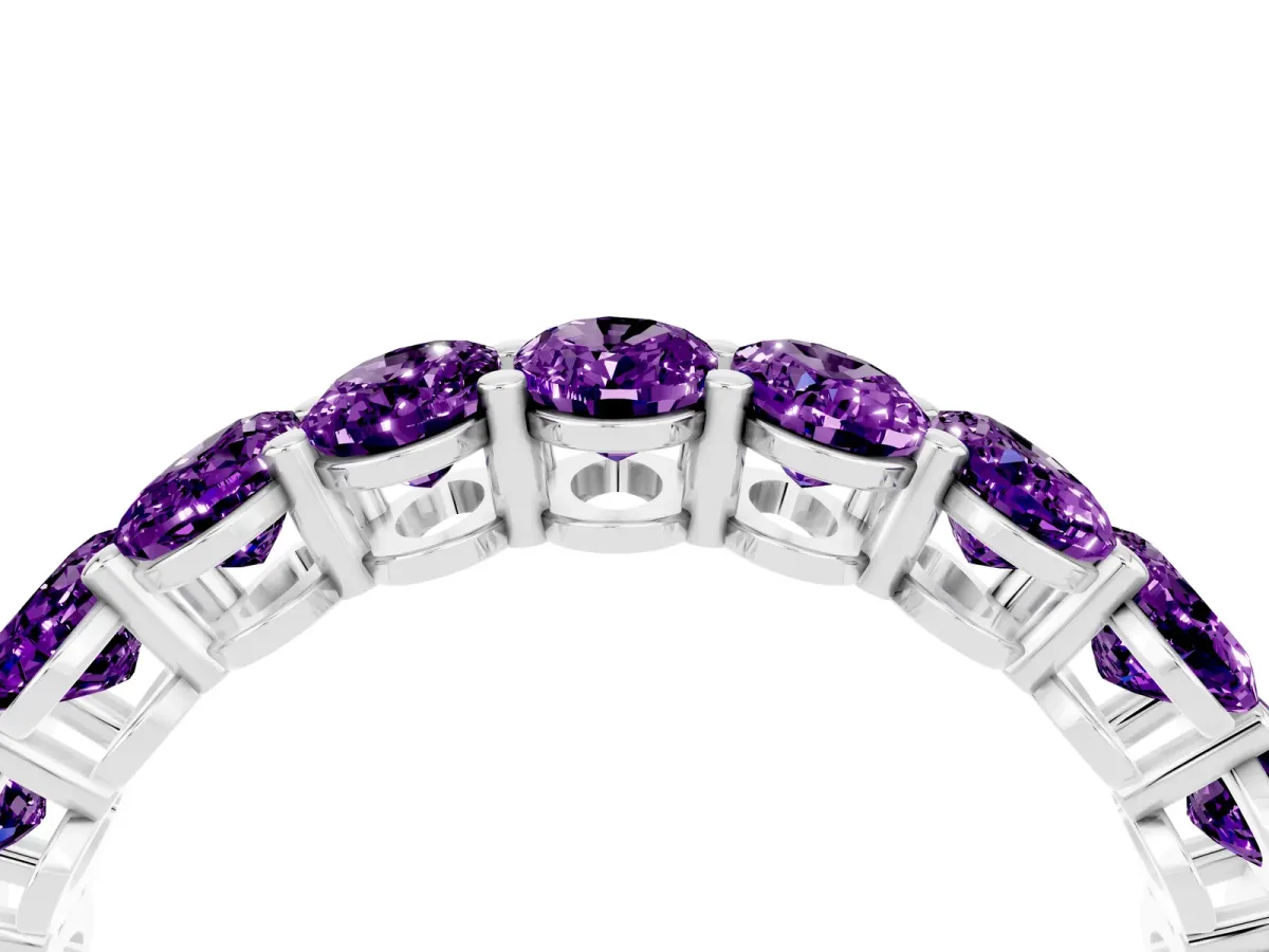 Oval Cut Amethyst Eternity Band with Shared Prong Setting White gold