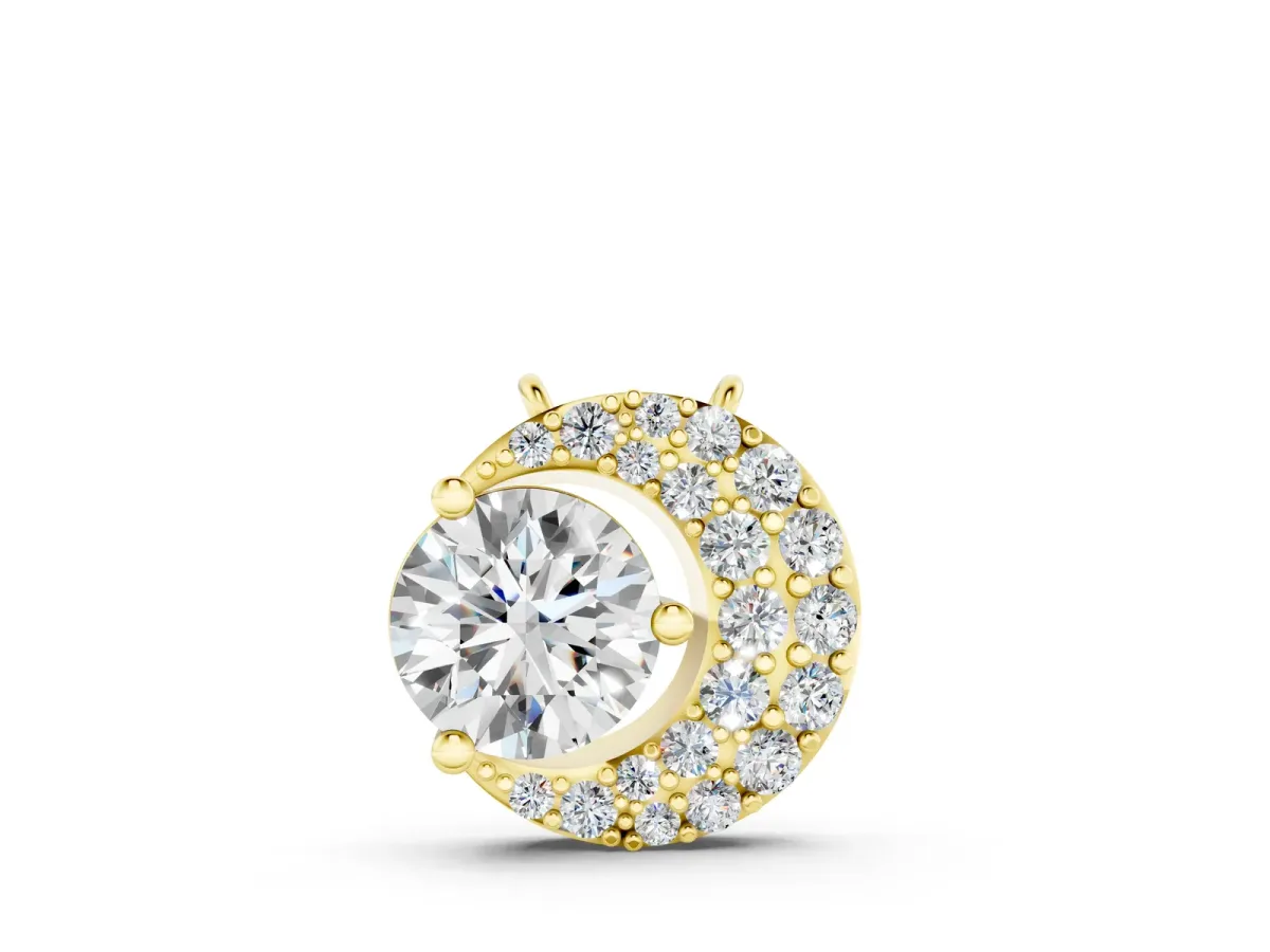 Round Prong-Set Diamond Pavé Pendant Yellow gold