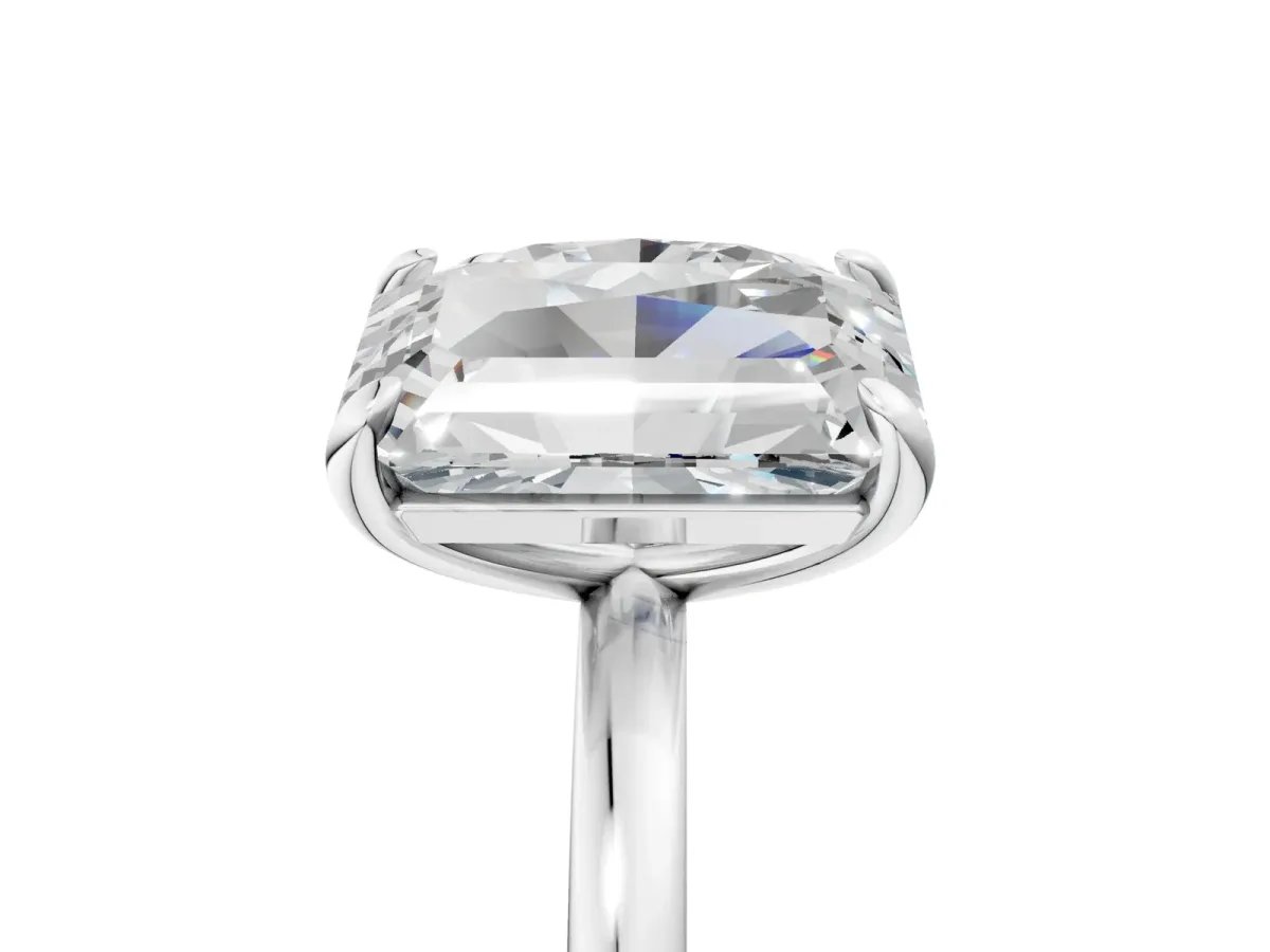 Oval and Radiant Toi Moi Ring with Prong Setting and Plain Band Silver