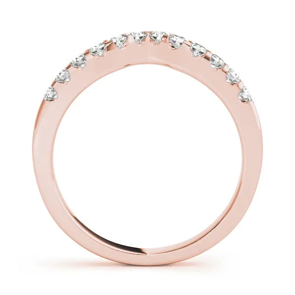 Curved Diamond Half Eternity Ring with Round Cut Stones and Shared Prong Setting Rose gold