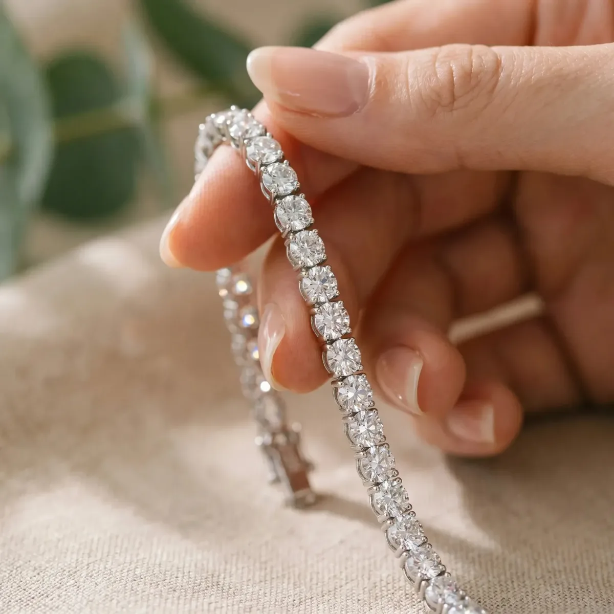 Round Cut Diamond Tennis Bracelet with Four-Prong Setting Silver