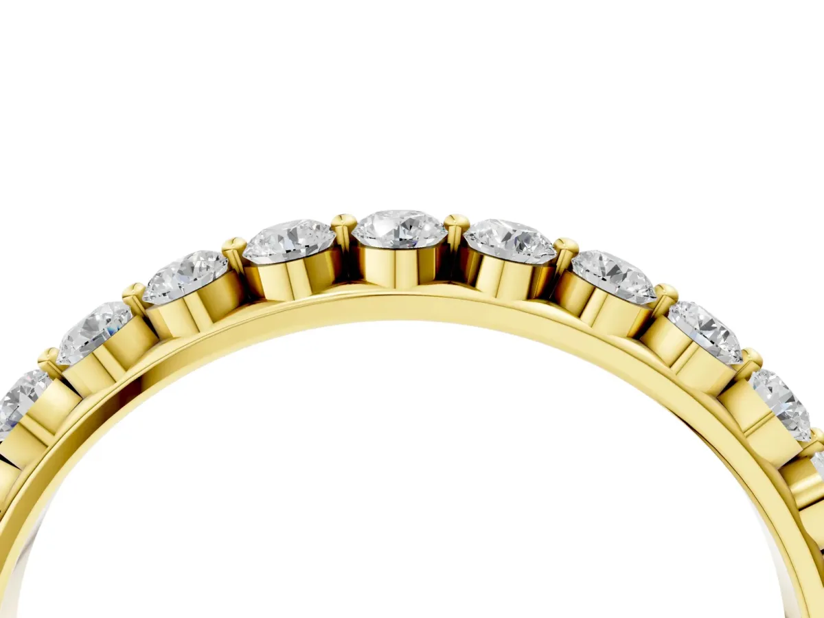 Round Diamond Channel Set Eternity Band Yellow gold