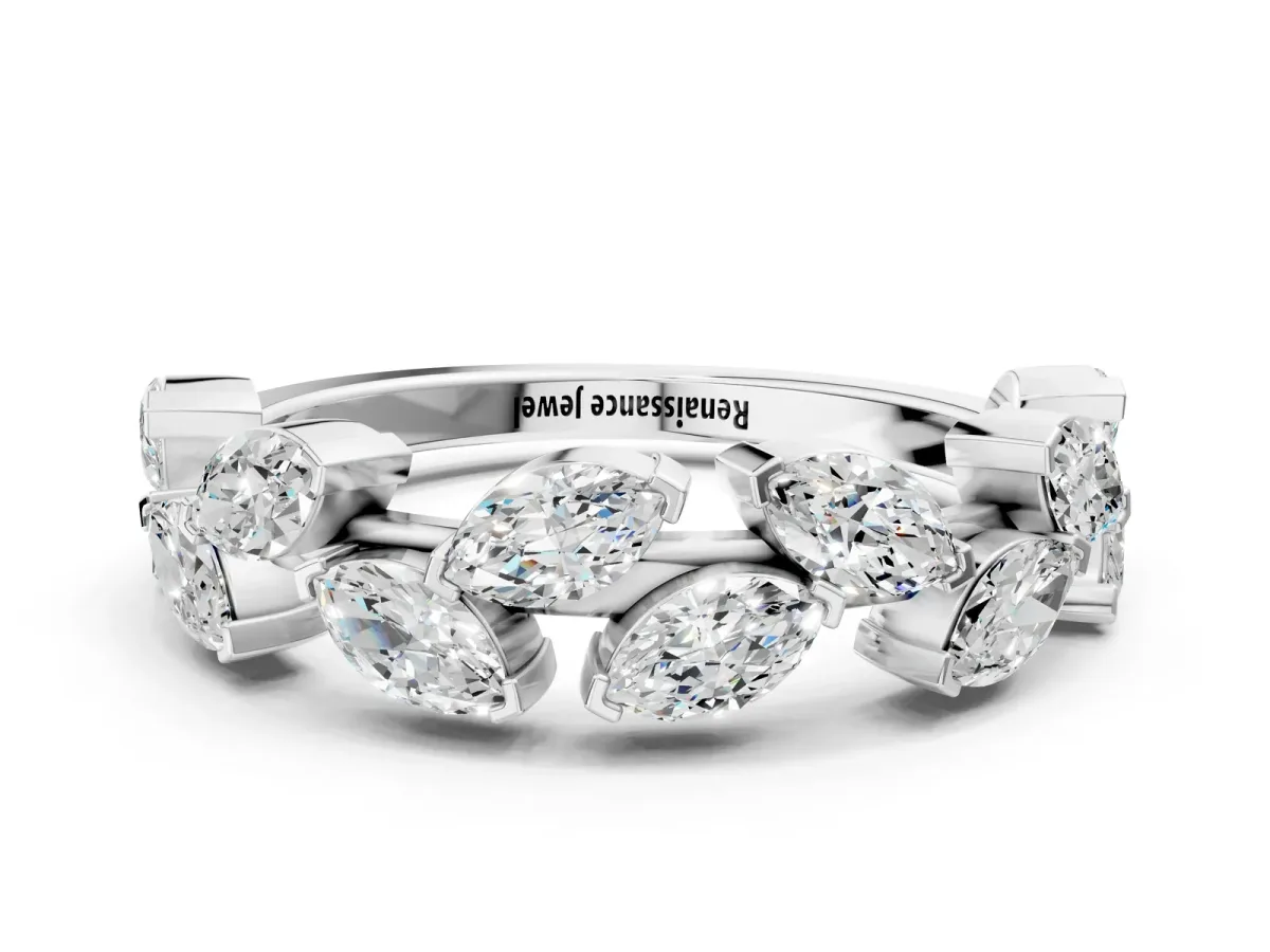 Marquise Diamond Eternity Band with Shared Prong Setting Silver