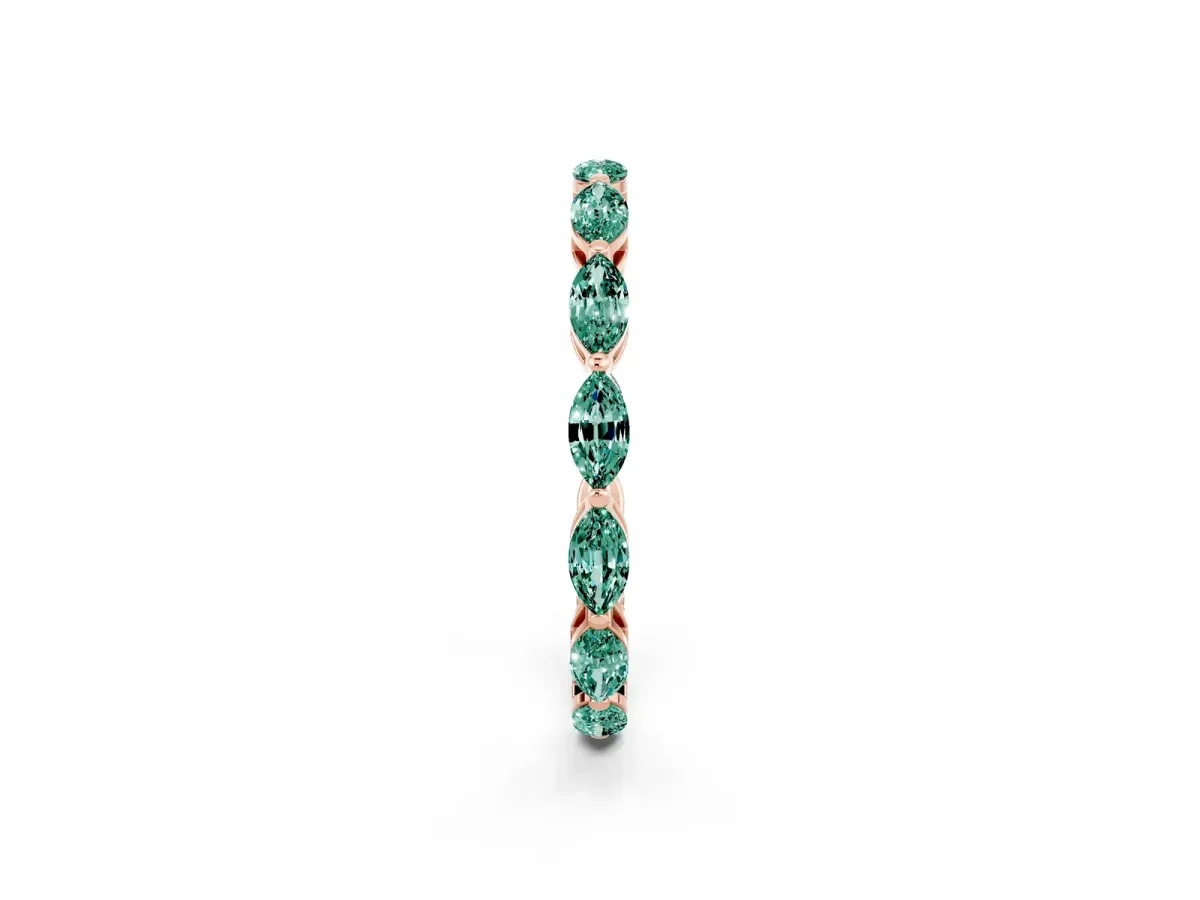Marquise Green Sapphire Eternity Band with U-Prong Setting Rose gold