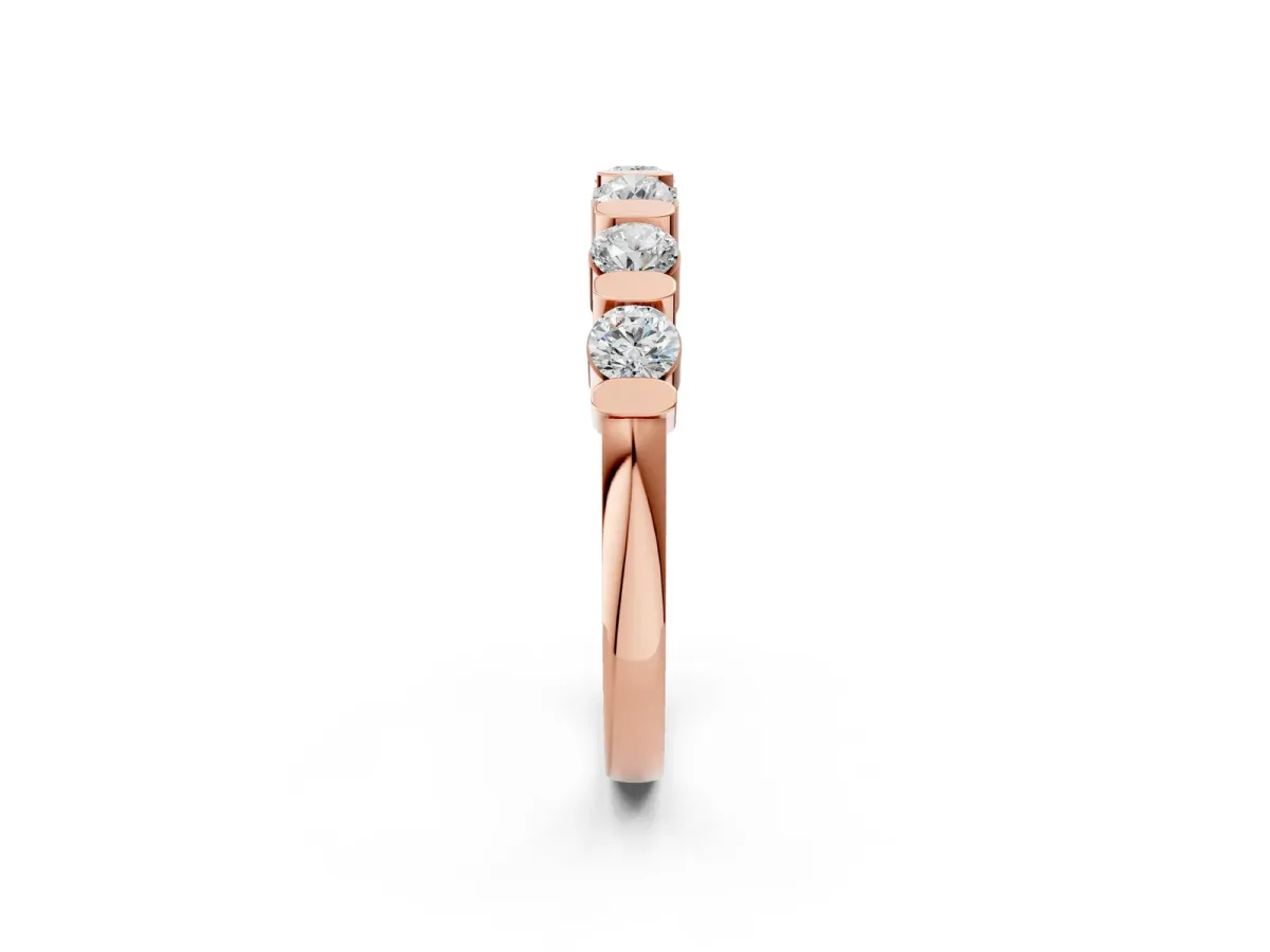 Channel Set Round Diamond Half Eternity Band Rose gold