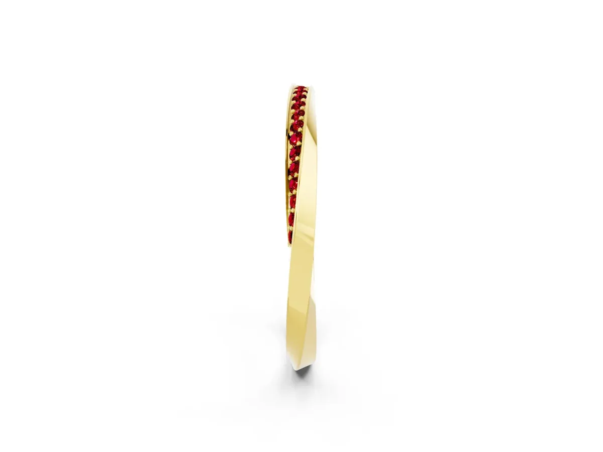 Pavé Round Ruby Twist Band Yellow gold