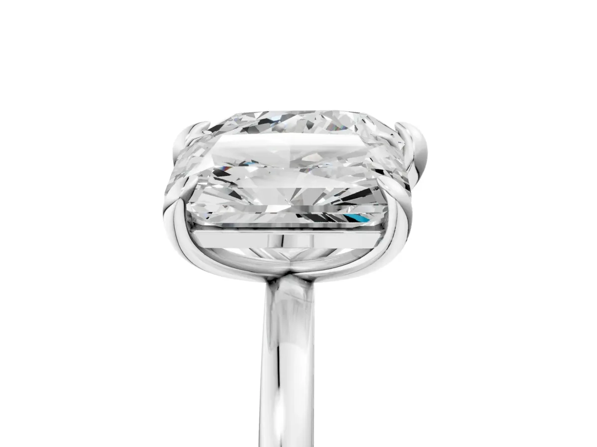 Radiant and Heart Toi Moi Ring with Prong Setting and Plain Band Silver