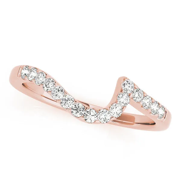 Round Diamond V-Shaped Pavé Curved Band Rose gold