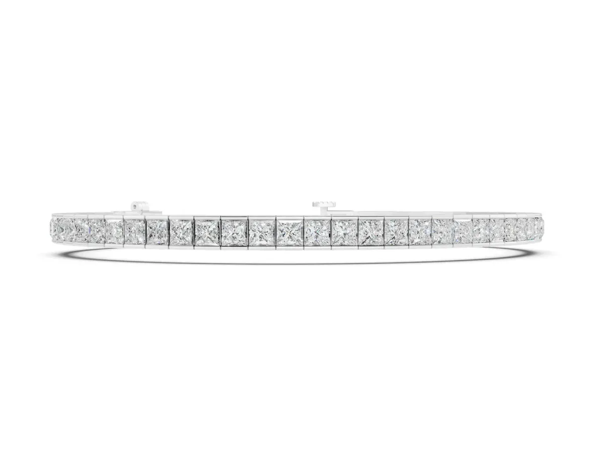 Princess Cut Channel Set Diamond Tennis Bracelet Silver