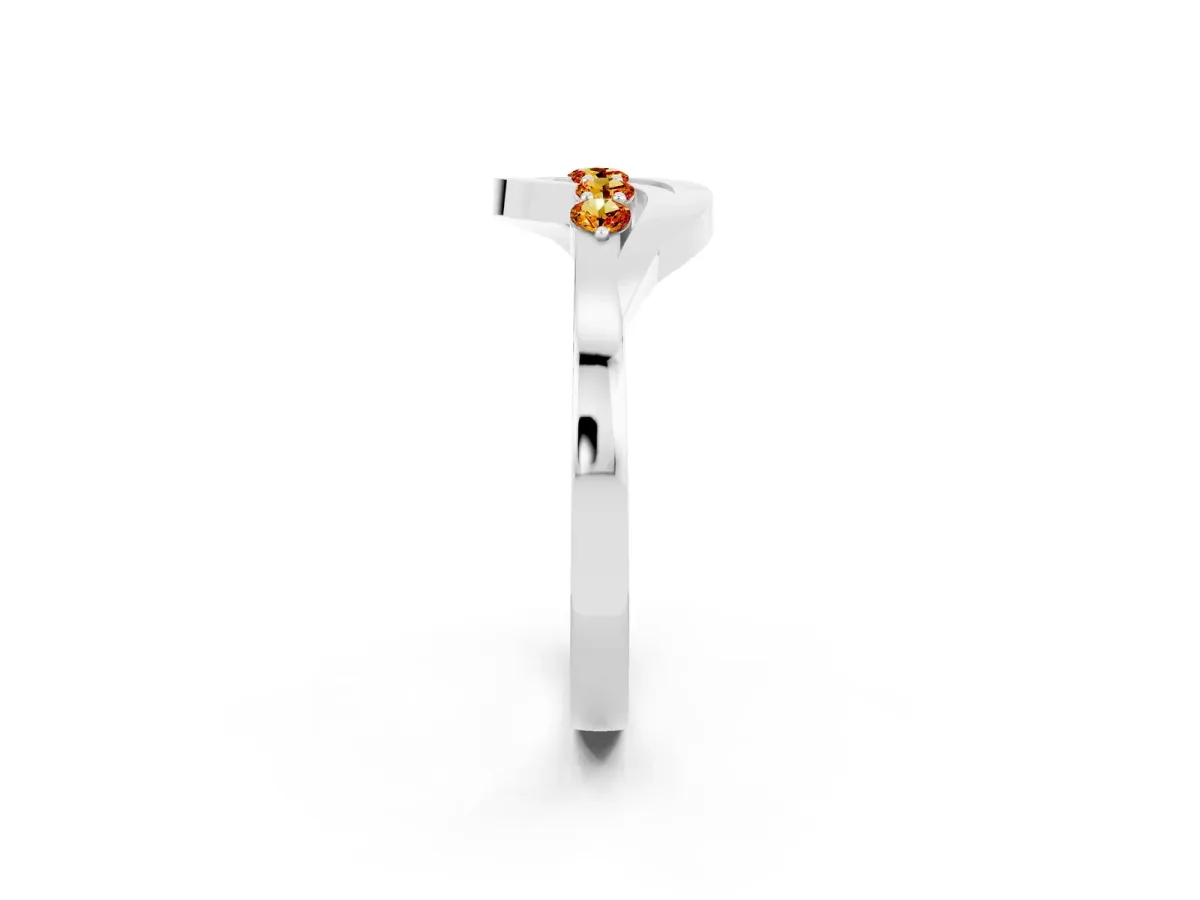 Five-Stone Round Citrine Crossover Band with Prong Setting White gold