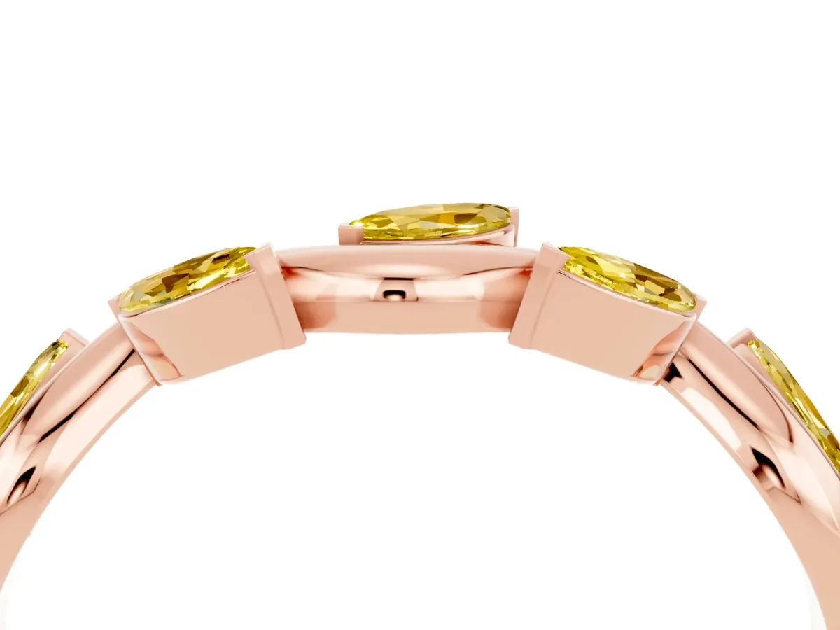 Marquise Yellow Sapphire Twisted Band with Prong Setting Rose gold