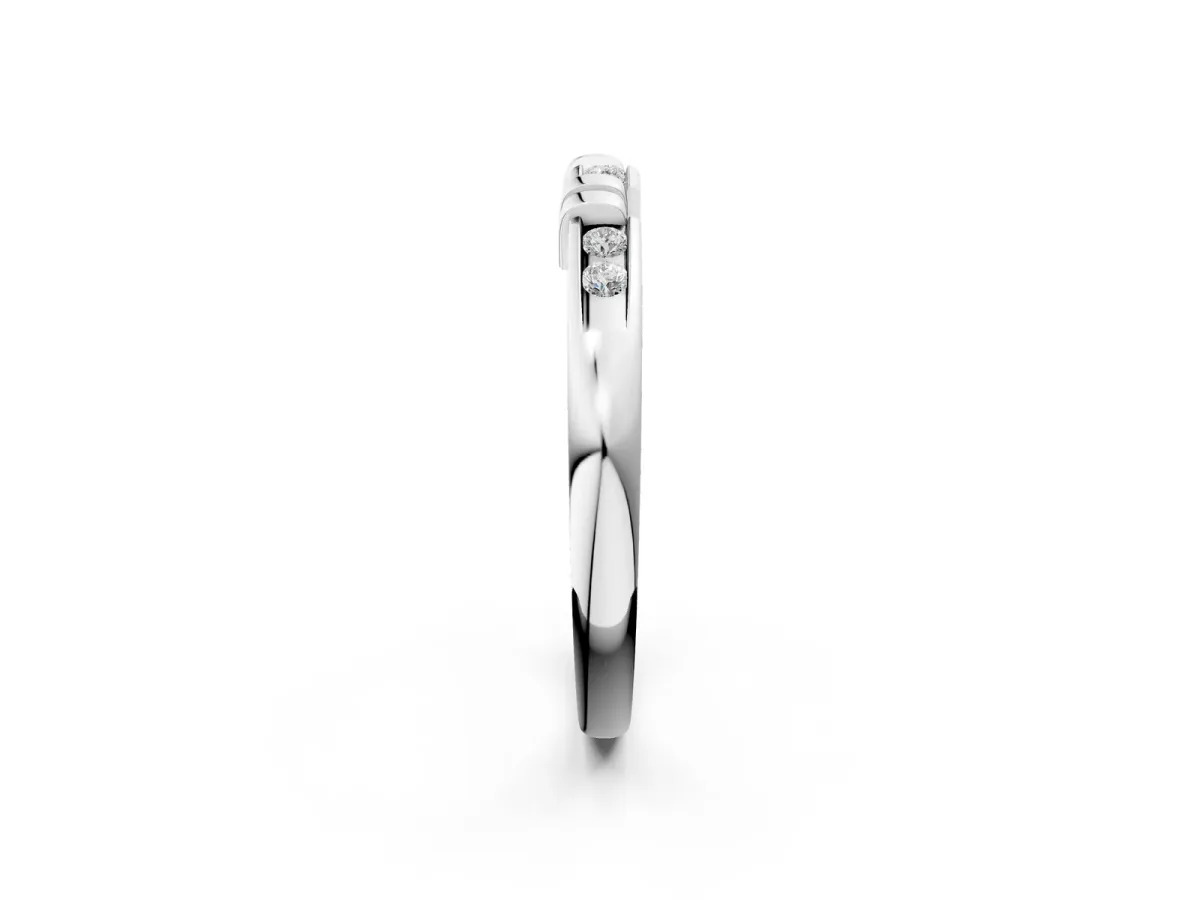 Channel Set Round Diamond Half-Eternity Band with Bar Prong Setting Platinum