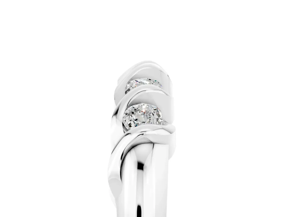 Round Moissanite Eternity Band with Twist Prong Setting Silver