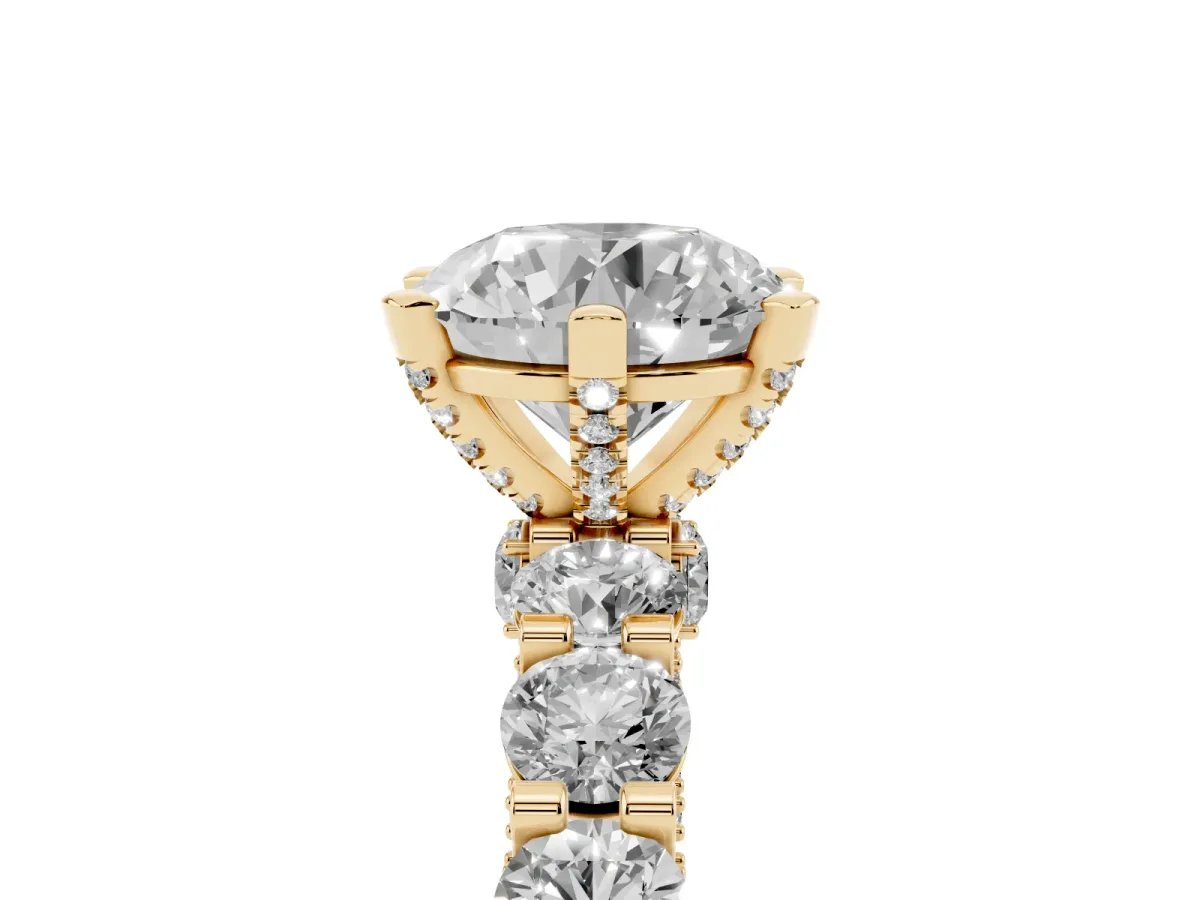 Round Diamond Mens Ring with Graduated Side Stones Yellow gold