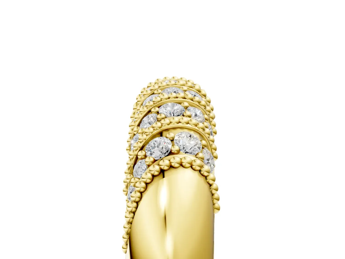 Channel Set Round Diamond Dome Band Yellow gold