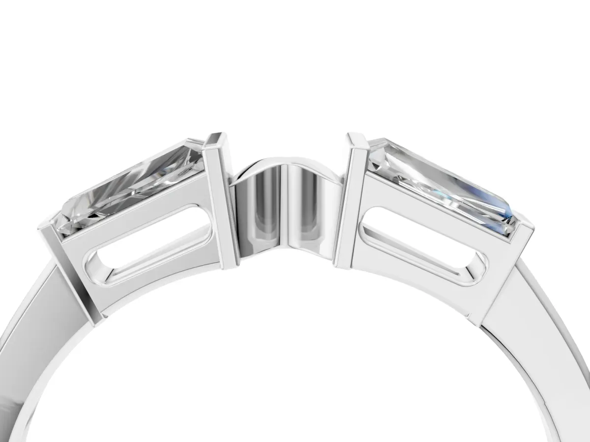 Baguette Diamond Open Band with Bar Prong Setting Platinum