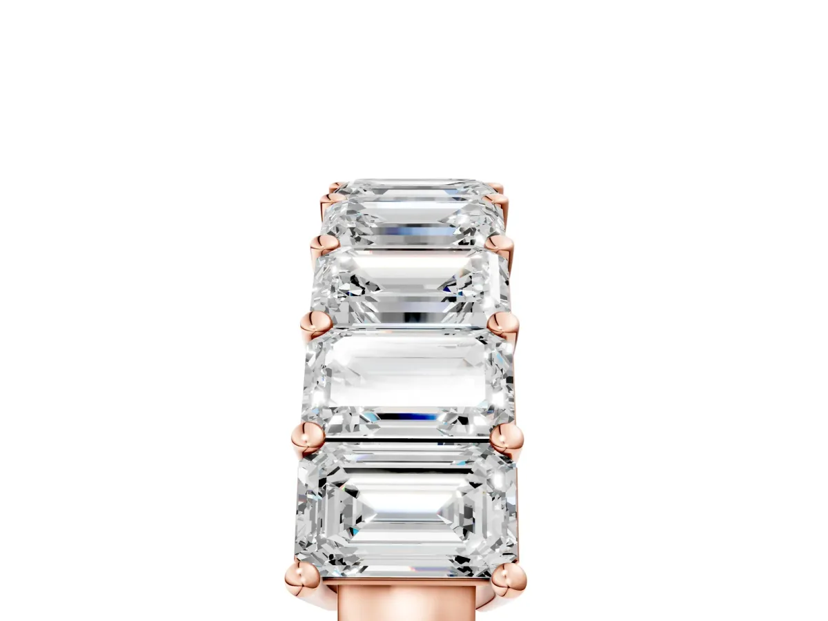 Emerald Cut Diamond Prong-Set Eternity Band Rose gold
