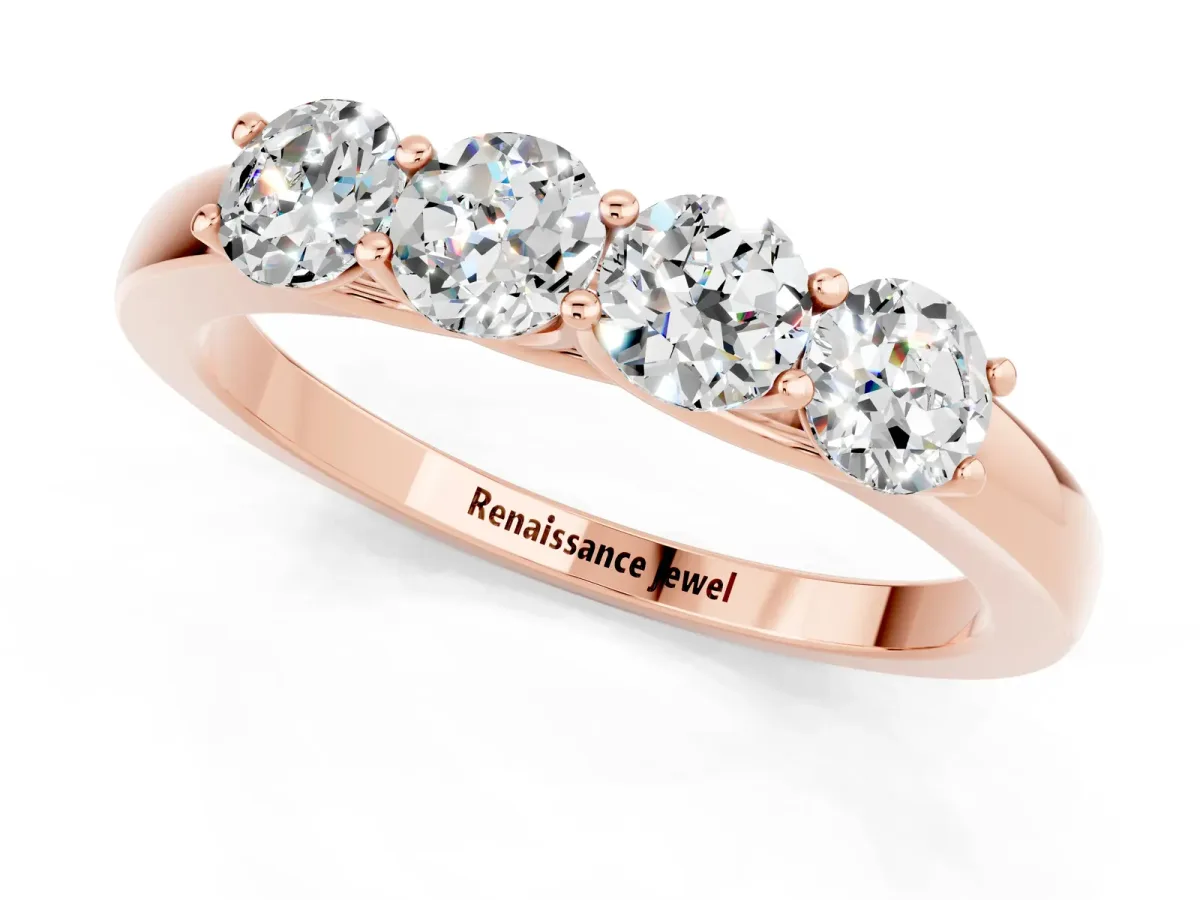 Four-Stone Round Moissanite Prong-Set Band Rose gold