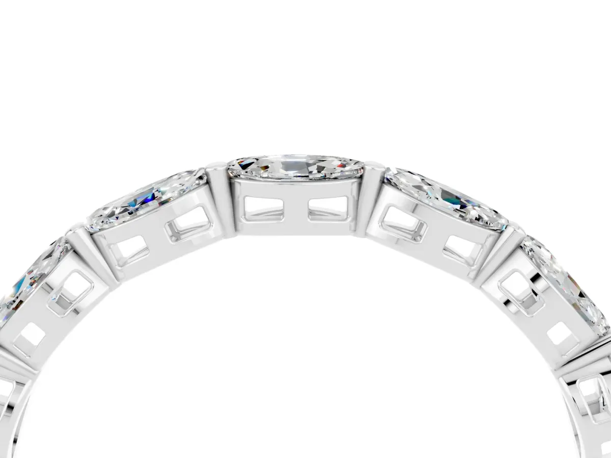 Marquise Moissanite Eternity Band with U-Prong Setting Platinum