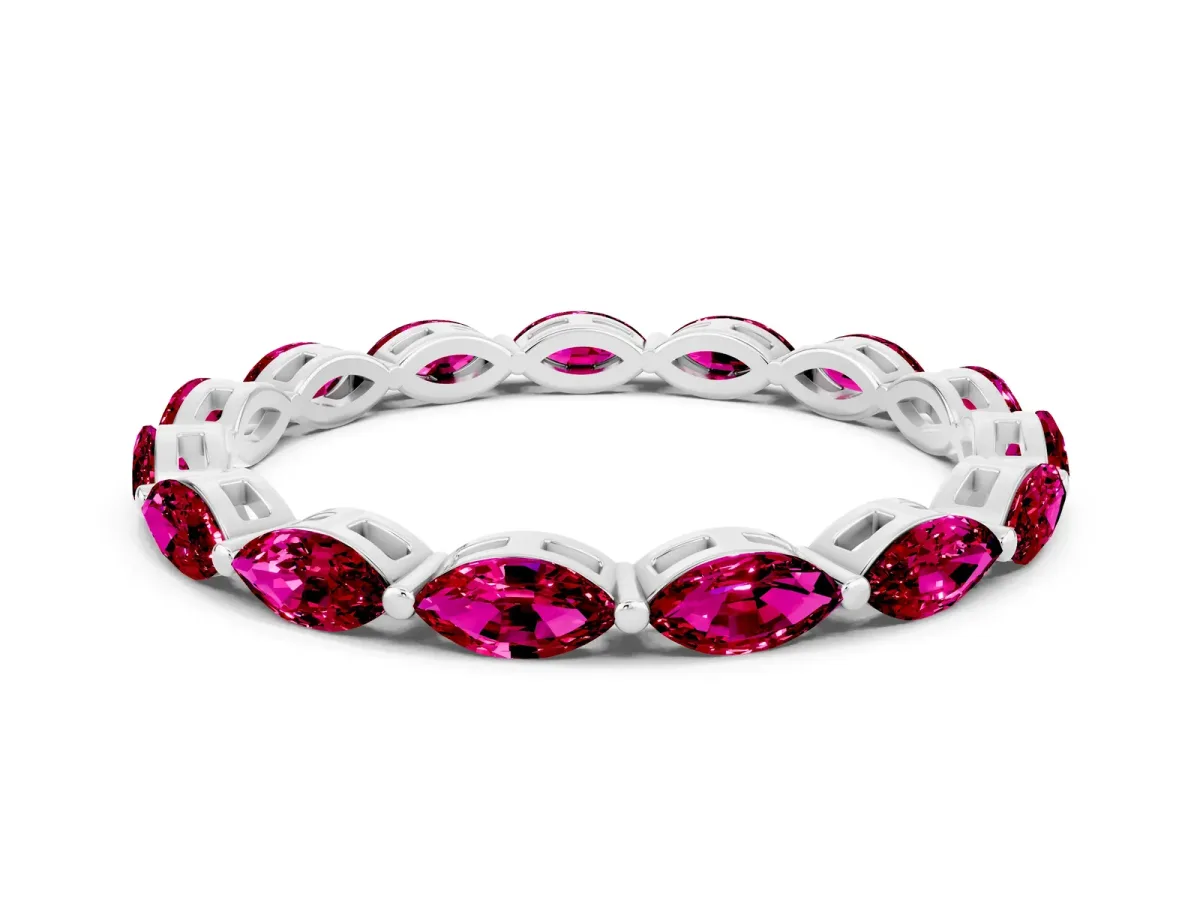 Marquise Garnet Eternity Band with U-Prong Setting Silver