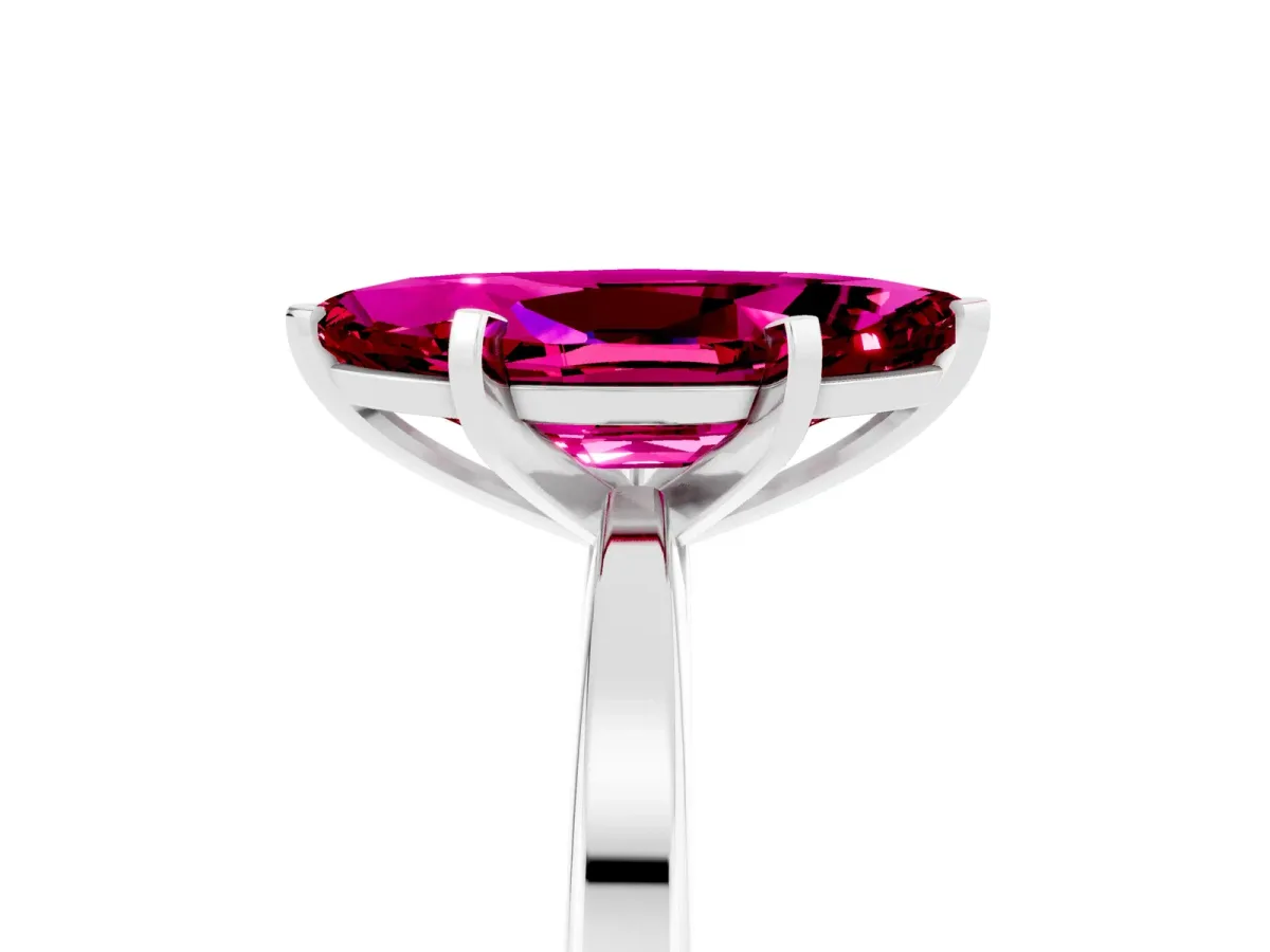 Marquise Cut Garnet Solitaire Engagement Ring with Classic Band and Four-Prong Setting Silver