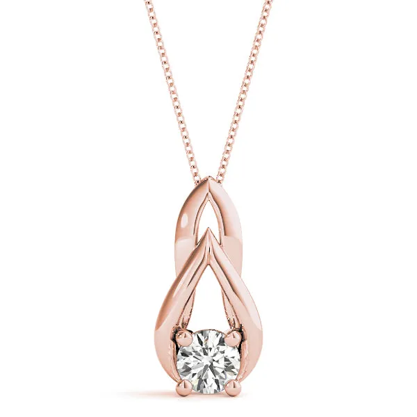 Round Solitaire Prong-Set Diamond Pendant Rose gold