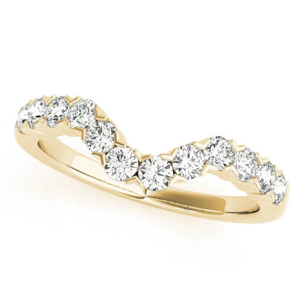 Round Diamond V-Shaped Prong Set Eternity Band Yellow gold