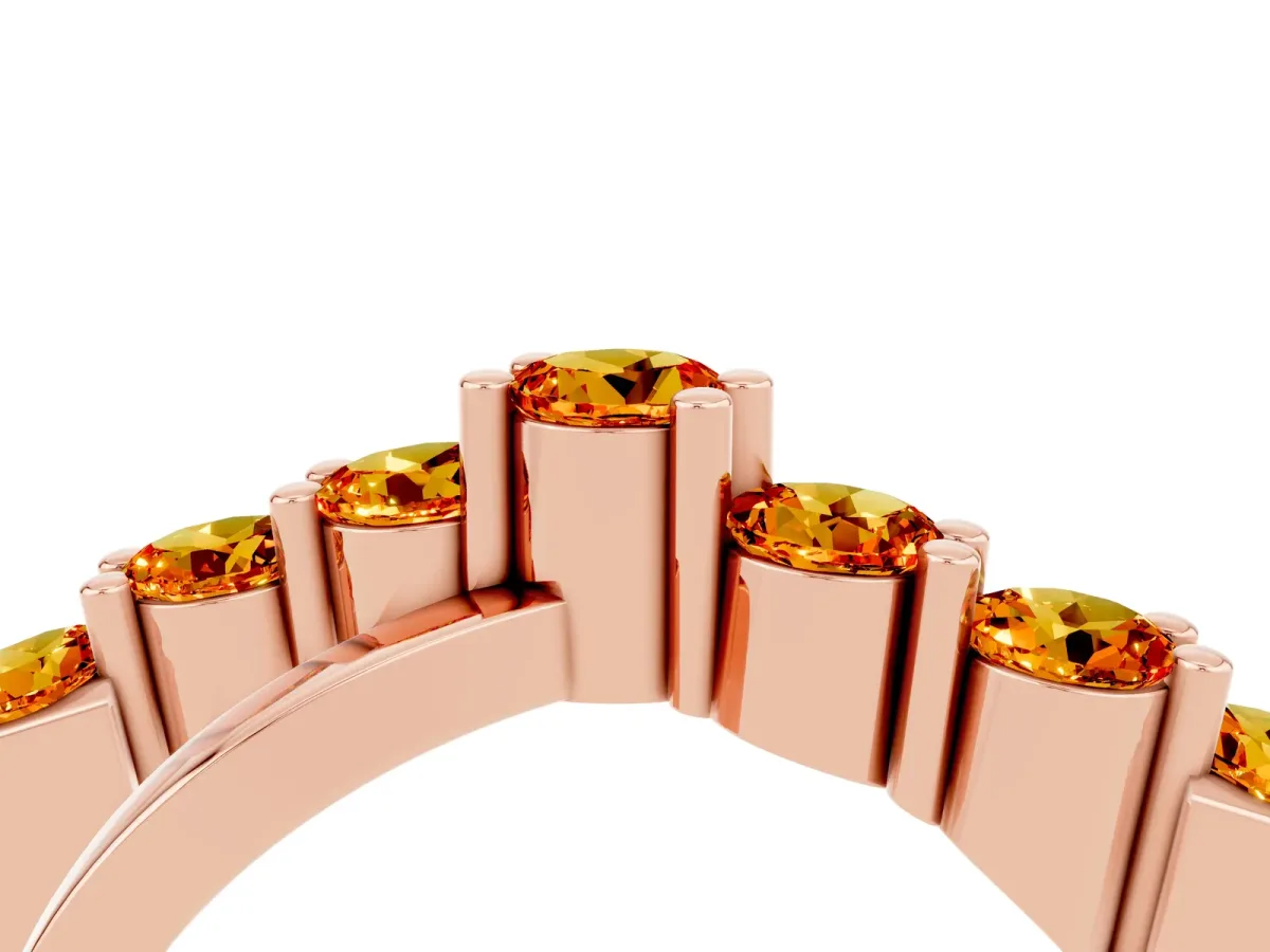 Round Citrine Prong-Set Crossover Band Rose gold