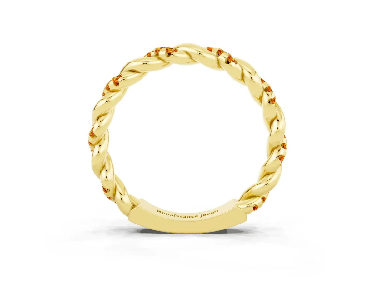 Twisted Pavé Round Citrine Eternity Band Yellow gold