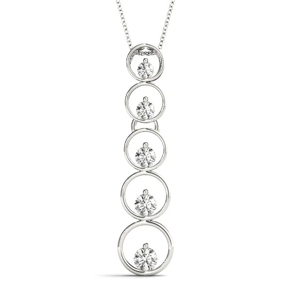 Bezel-Set Round Diamond Pendant with Prong Setting Silver