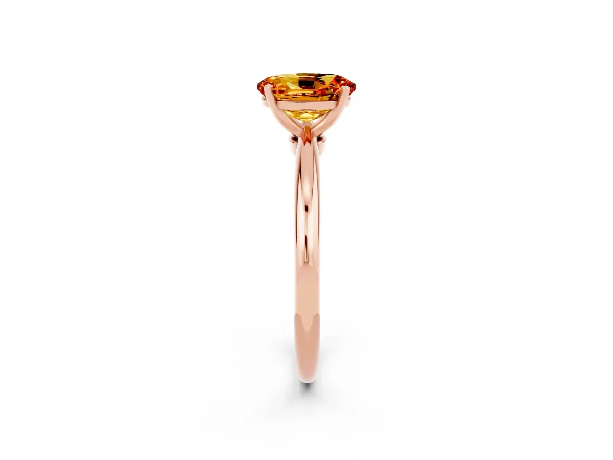 Oval Cut Citrine Solitaire Ring with Six-Prong Setting and Classic Band Rose gold