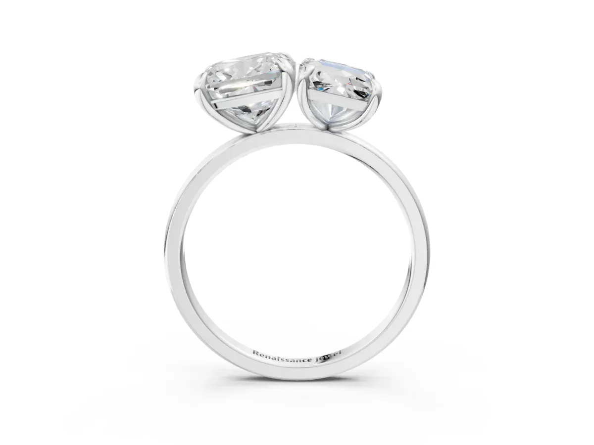 Cushion and Radiant Toi Moi Ring with Prong Setting and Plain Band Silver