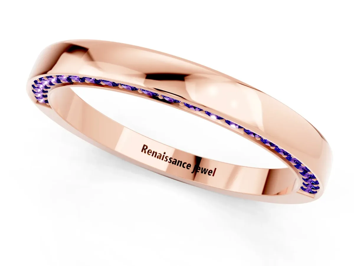 Pavé Round Tanzanite Channel Set Band Rose gold