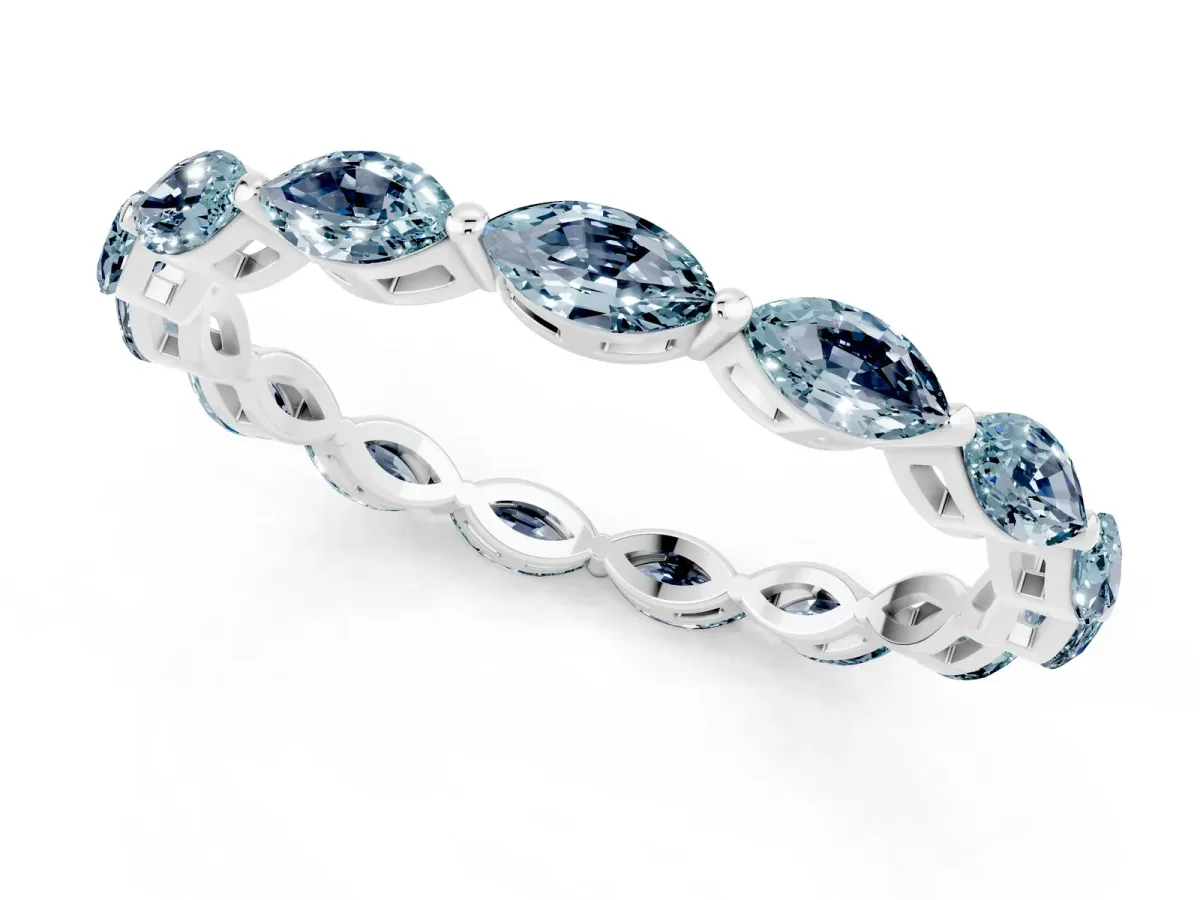 Marquise Aquamarine Eternity Band with U-Prong Setting Platinum