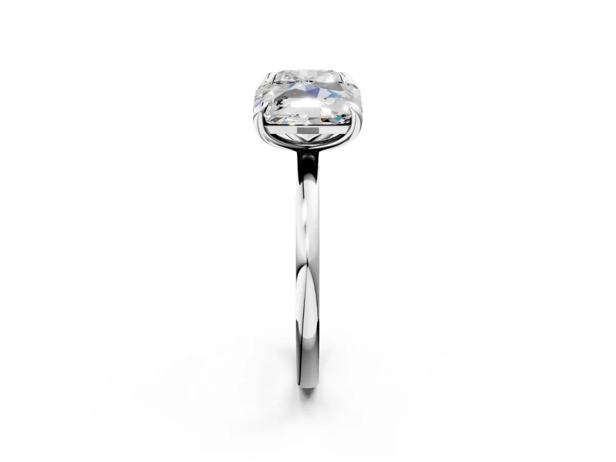 Cushion and Radiant Toi Moi Ring with Prong Setting and Plain Band Silver