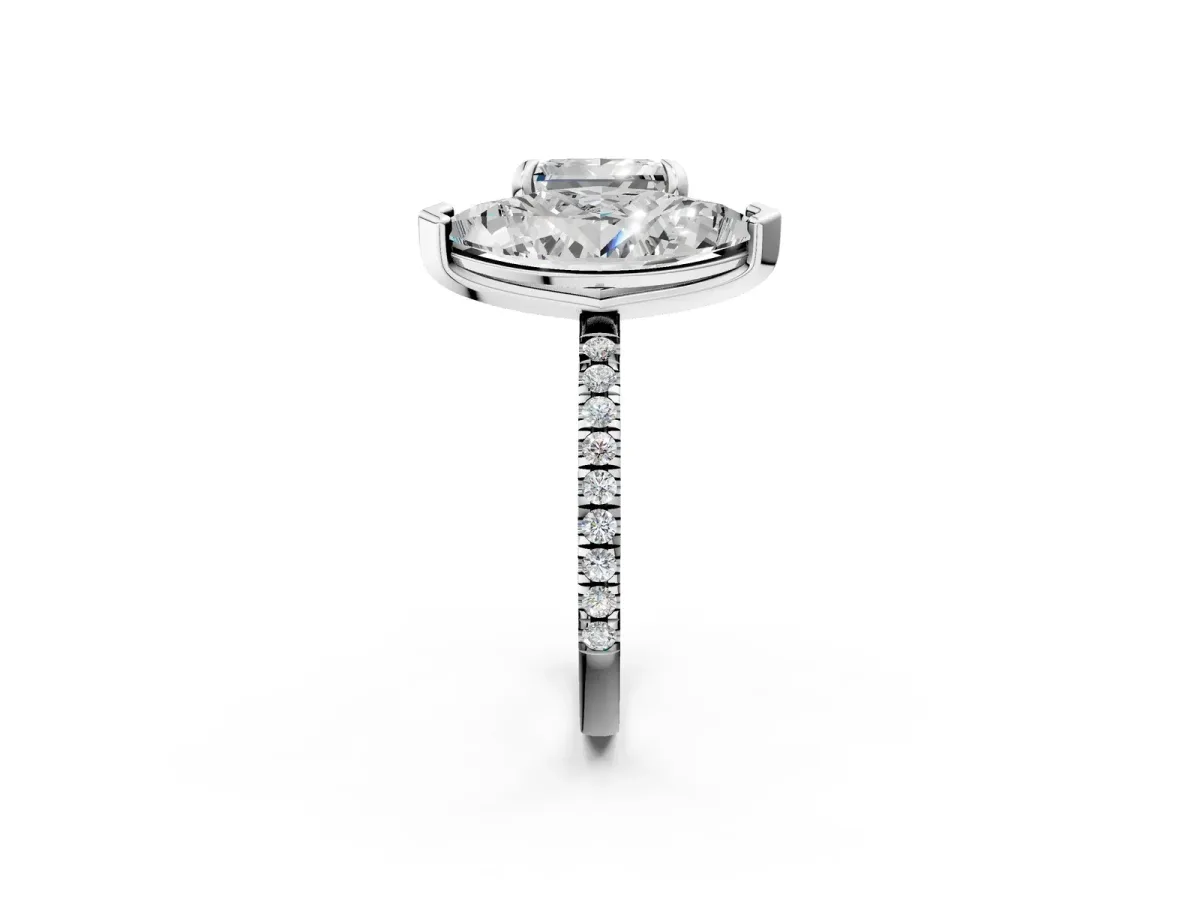 Marquise and Princess Toi Moi Ring with Prong Setting and Micro Pave Band Silver