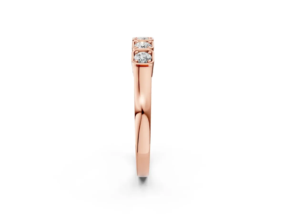 Five-Stone Round Diamond Bezel Set White Gold Band Rose gold