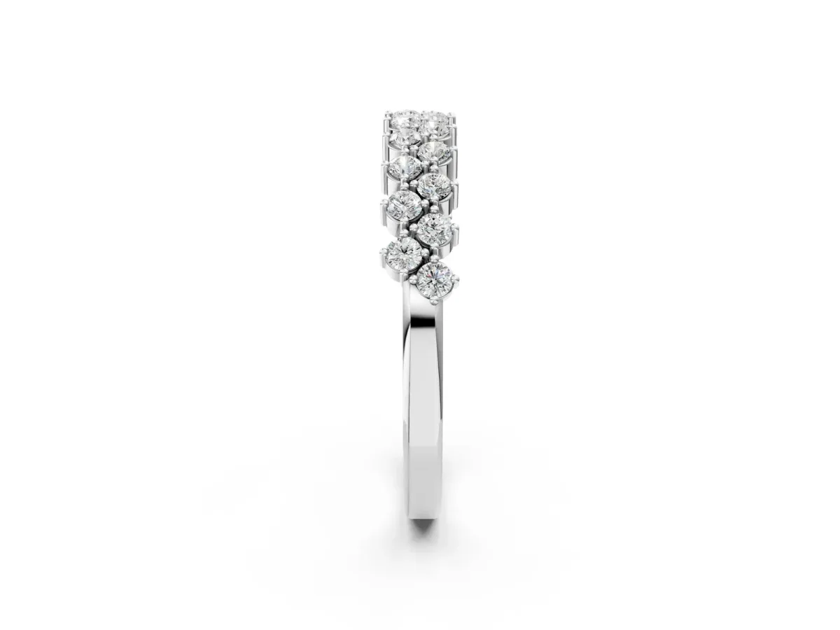 Round Diamond Prong Set Chevron Band Platinum