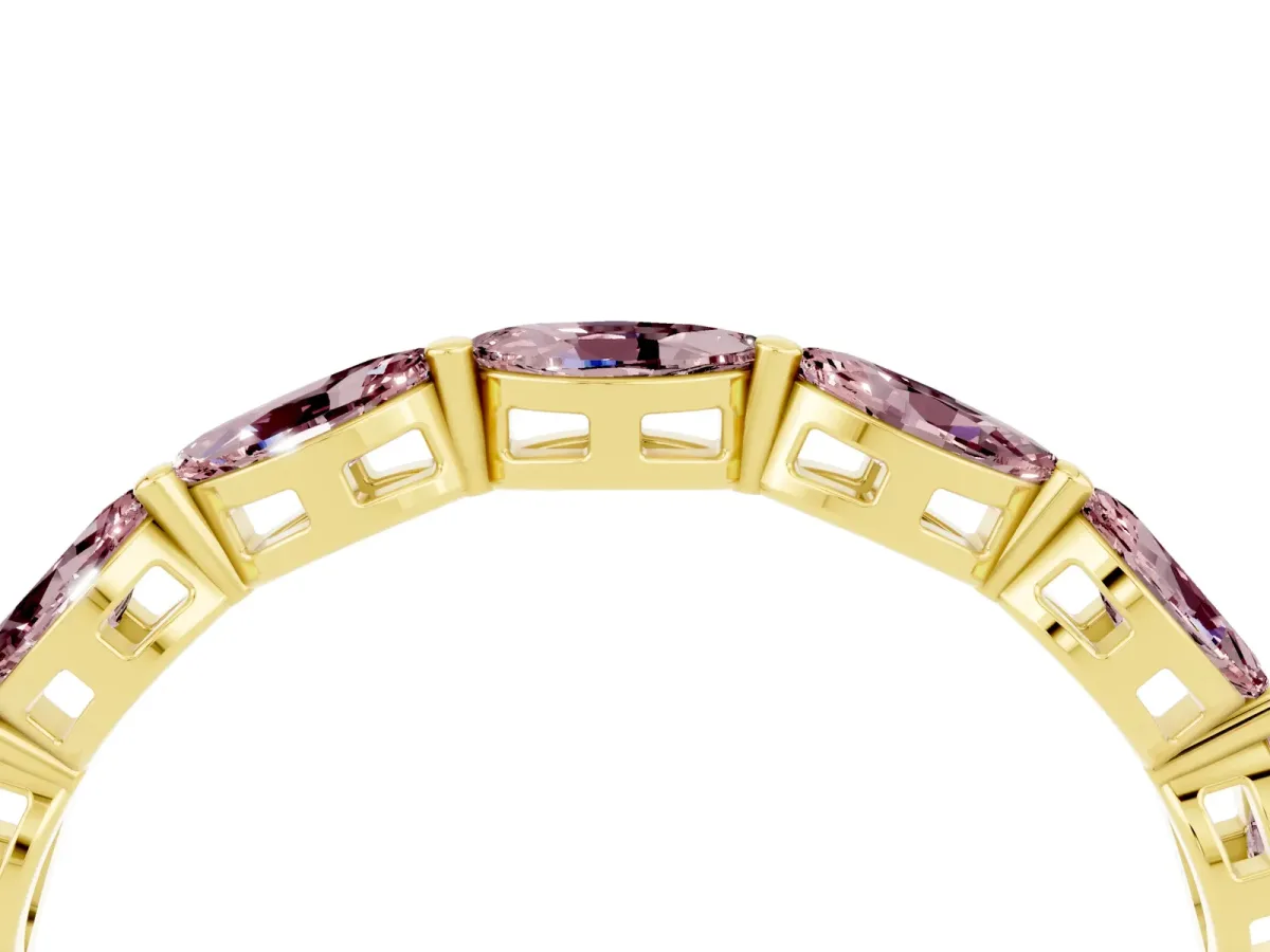 Marquise Morganite Eternity Band with U-Prong Setting Yellow gold