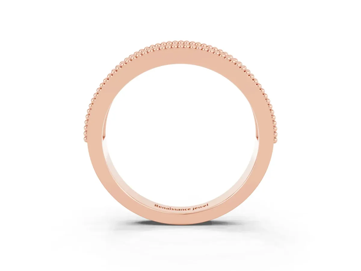 Round Tanzanite Twist Milgrain Band with Bezel Setting Rose gold