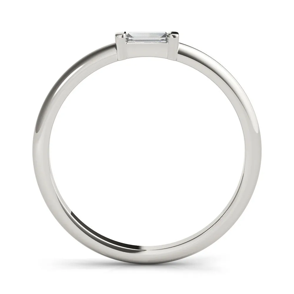 Baguette Solitaire Bar-Set Minimalist Band White gold