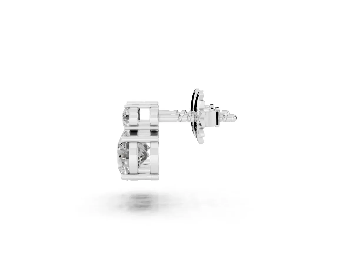 Round Diamond Basket-Set Stud Earrings with Diamond Accent Platinum