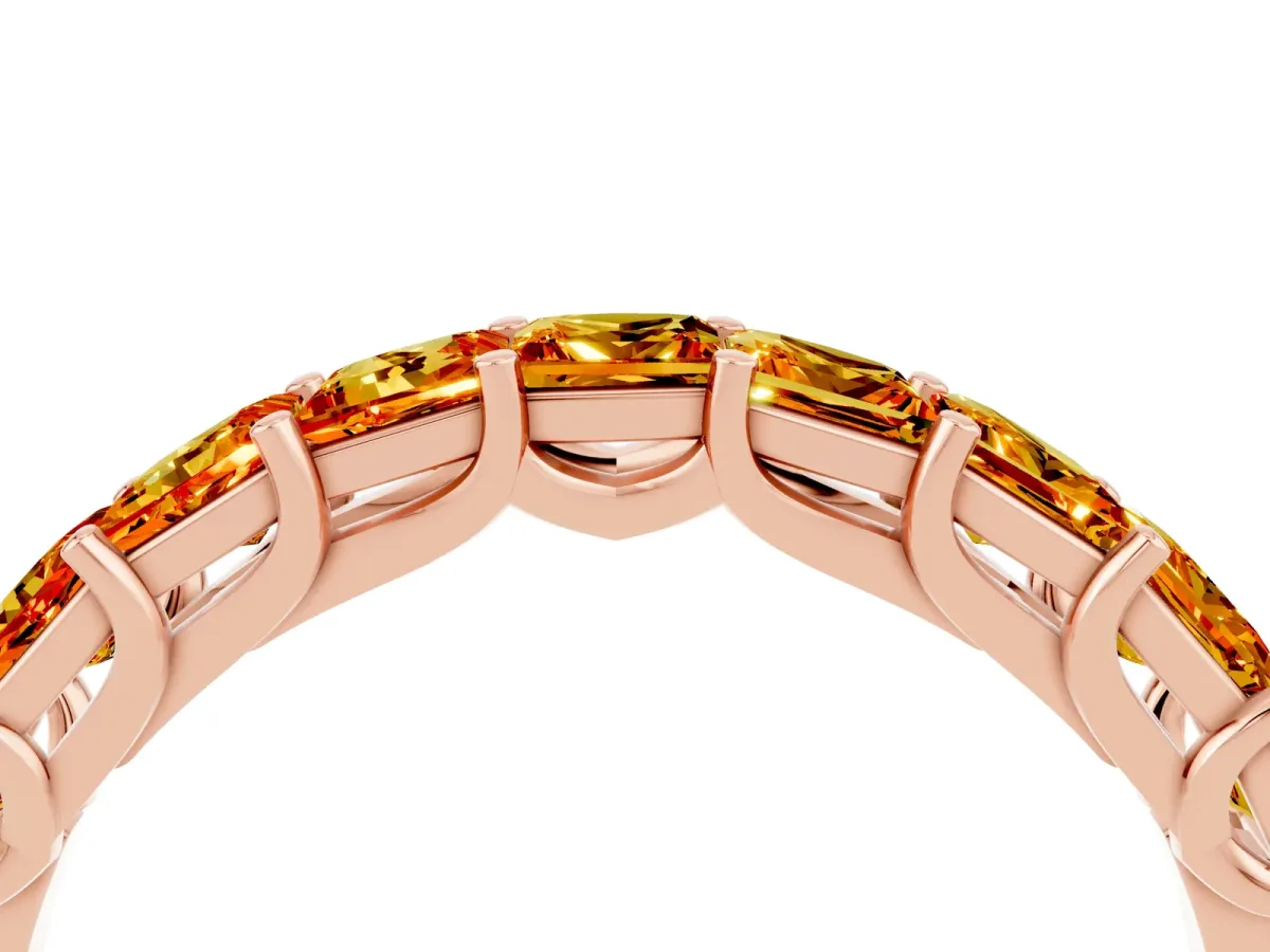 Princess Cut Citrine Channel-Set Eternity Band with Prong Setting Rose gold