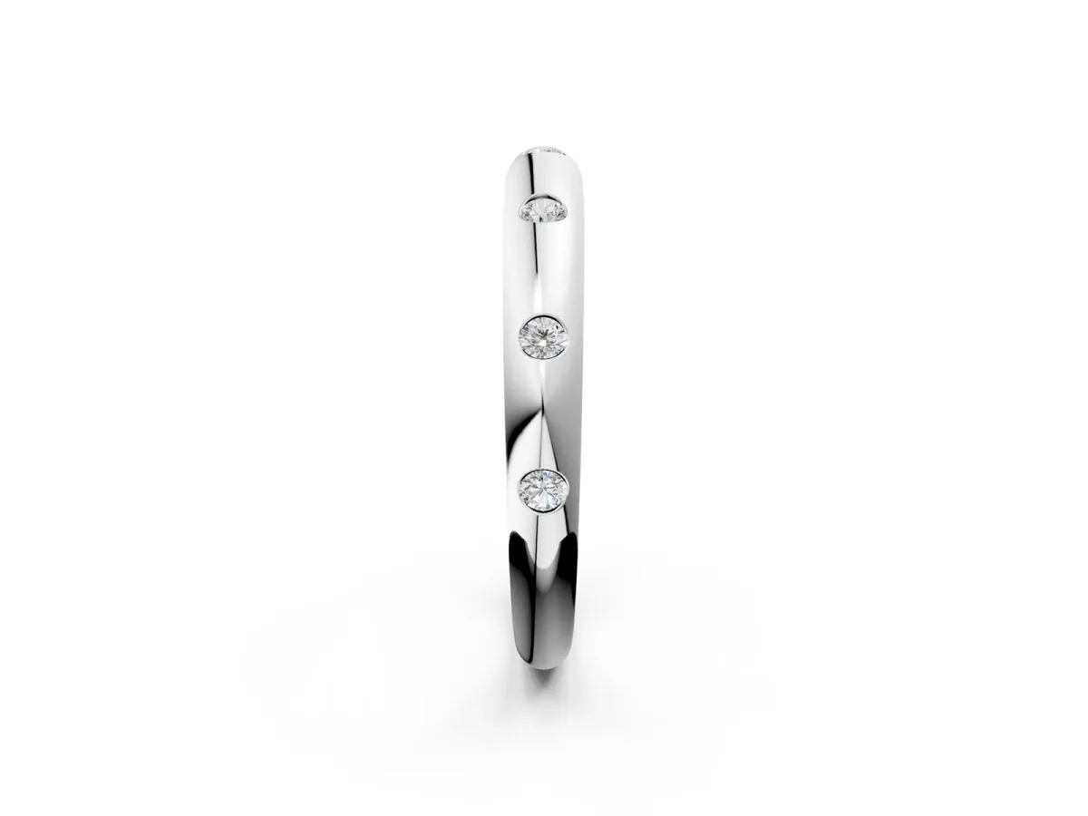 Bezel Set Round Diamond Comfort Fit Band White gold