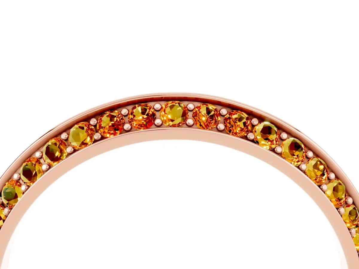 Double Row Pavé Round Citrine Eternity Band with Channel Setting Rose gold
