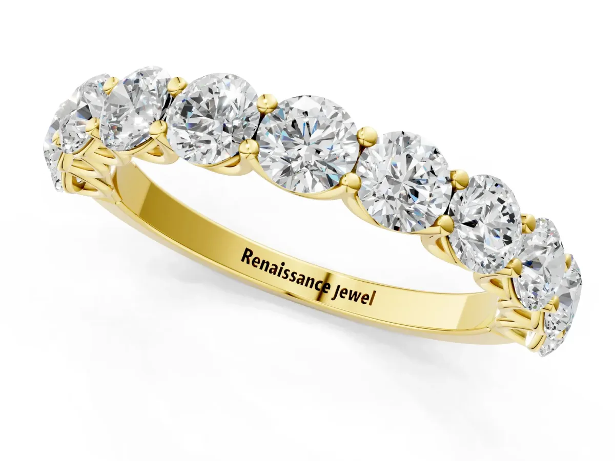 Round Diamond Shared Prong Eternity Band Yellow gold