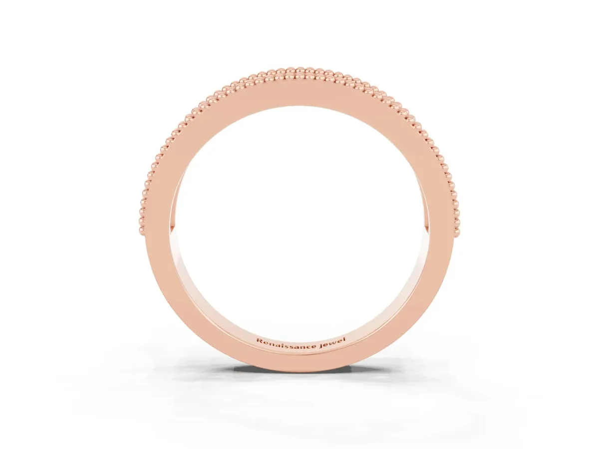 Round Blue Topaz Twist Milgrain Band with Bezel Setting Rose gold
