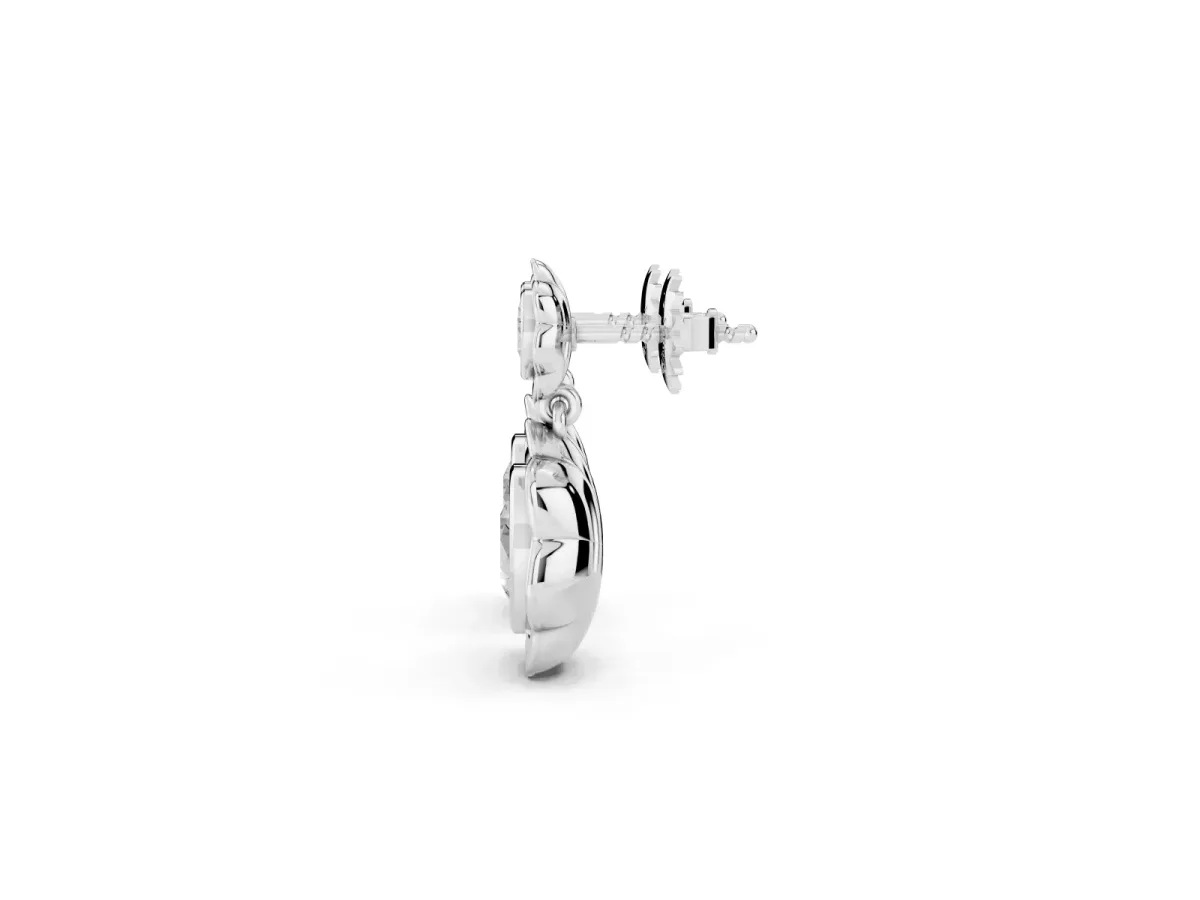 Round Diamond Flower Drop Earrings with Lab Diamond Accents Platinum