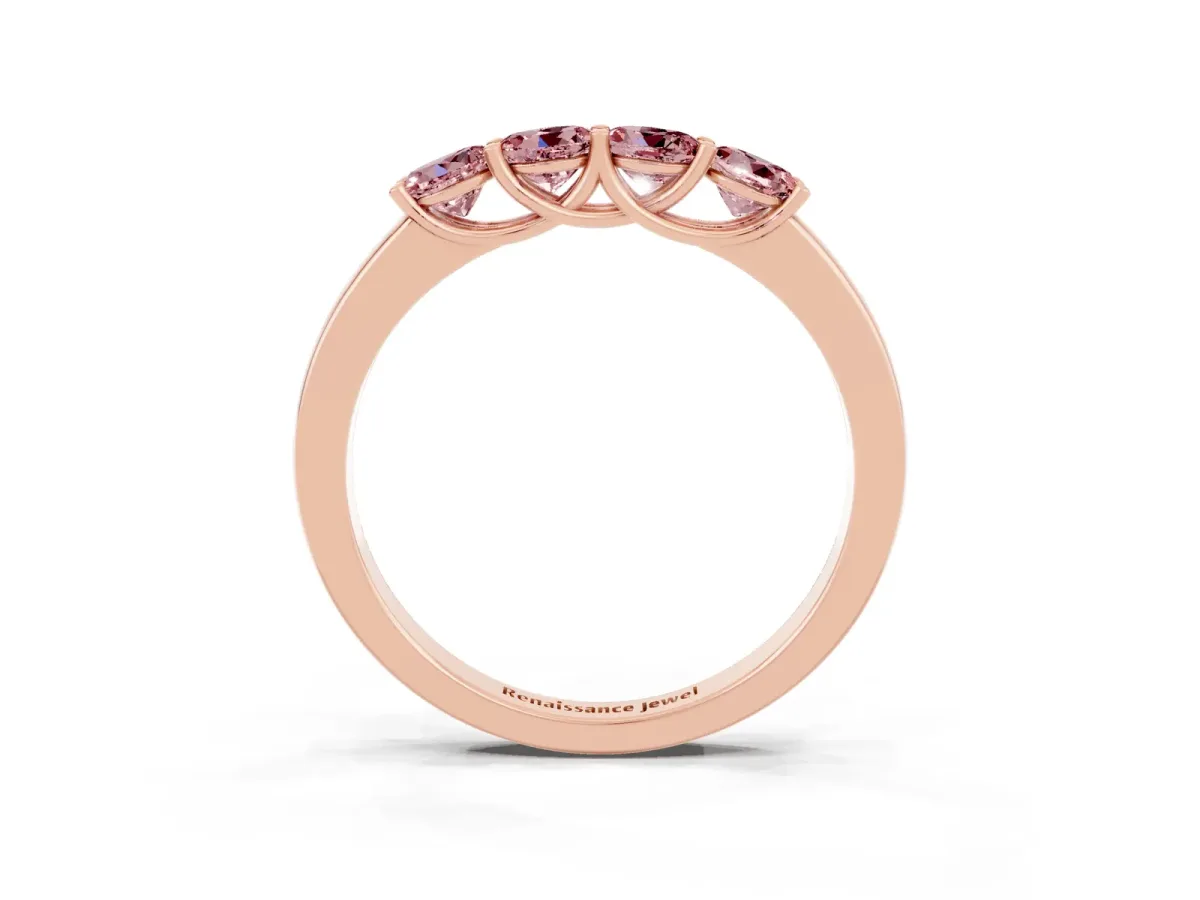 Four-Stone Round Morganite Prong-Set Band Rose gold